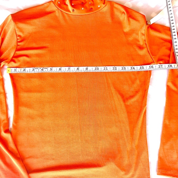 FTWW Long Sleeve Orange Mock Turtleneck with Rhinestones sz 6/8 - Picture 3 of 6